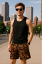 RF Wear Mesh Paisley Shorts - Black/Orange - Front