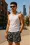 RF Wear Mesh Paisley Shorts - Black/White - Front