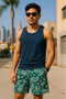 RF Wear Mesh Paisley Shorts - Green/White - Front