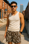 RF Wear Mesh Paisley Shorts - Mocha/Cream - Front