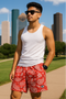 RF Wear Mesh Paisley Shorts - Red/White - Front