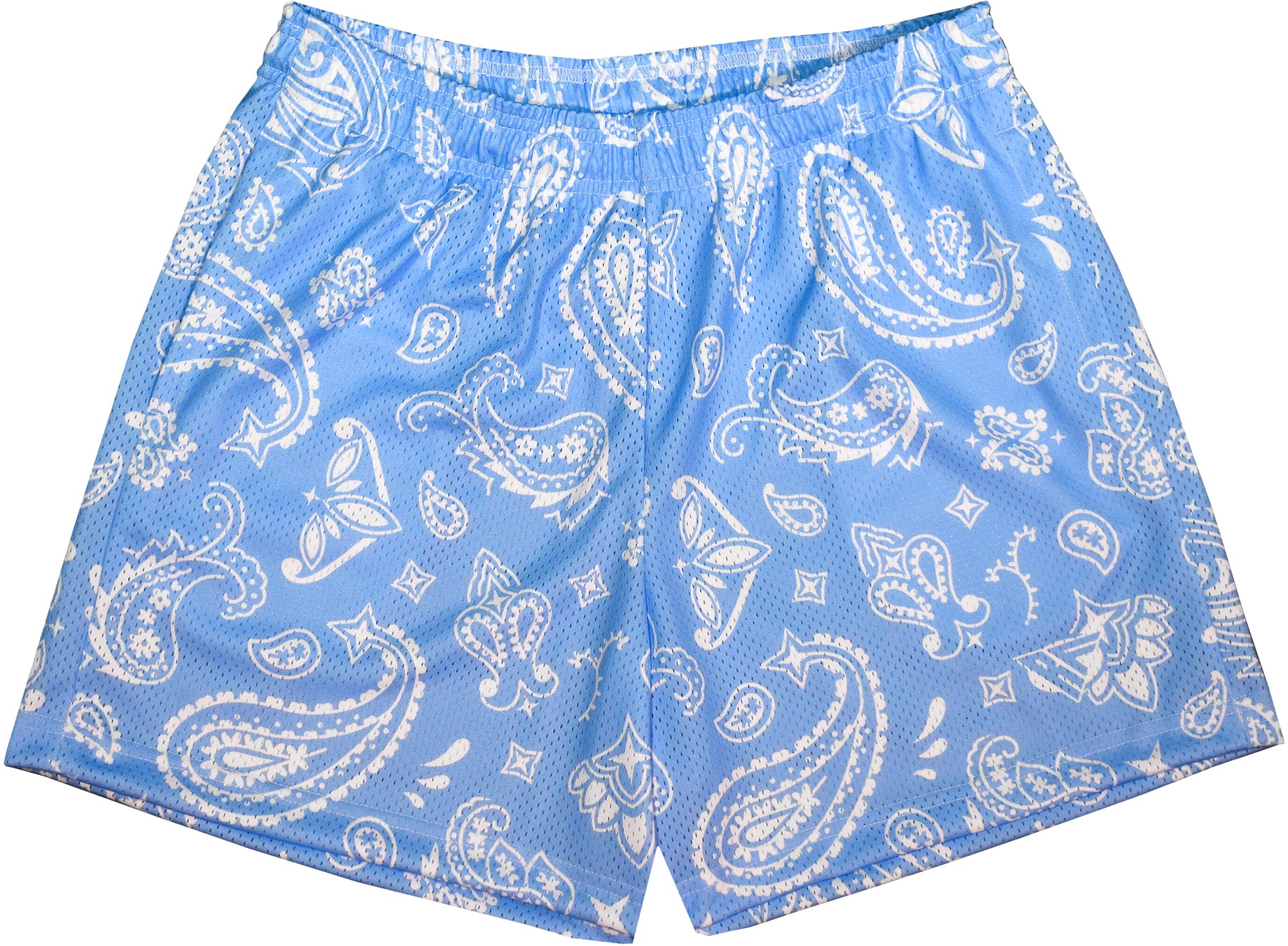 RF Men's Mesh Paisley Shorts - Sky-Blue/White