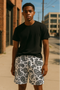 RF Wear Mesh Paisley Shorts - White/Black - Model Front View