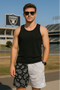 RF Mesh Split Paisley Shorts - Black/Silver/White - RFwear - Front