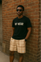 RF Wear Men's Mesh Plaid Shorts - Cream /Tan - Model Front View