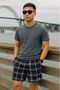 RF Wear Men's Mesh Tartan Plaid Shorts - Navy - Model Front View