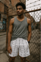 RF Wear Mesh Reflective Barb Wire Shorts - White - Model Front View