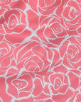 Pattern of pink roses on a white background