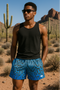 RF Wear Men's Mesh Snakeskin Shorts - Blue - Model Front View