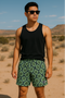RF Wear Men's Mesh Snakeskin Shorts - Green - Model Front View
