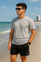RF Wear Men's Mesh Solid Color Shorts - Black - Model Front View