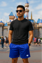 RF Wear Men's Mesh Solid Color Shorts - Royal-Blue - Model Front View