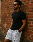 RF Wear Men's Mesh Spider Web Shorts - White/Black - Model Side View