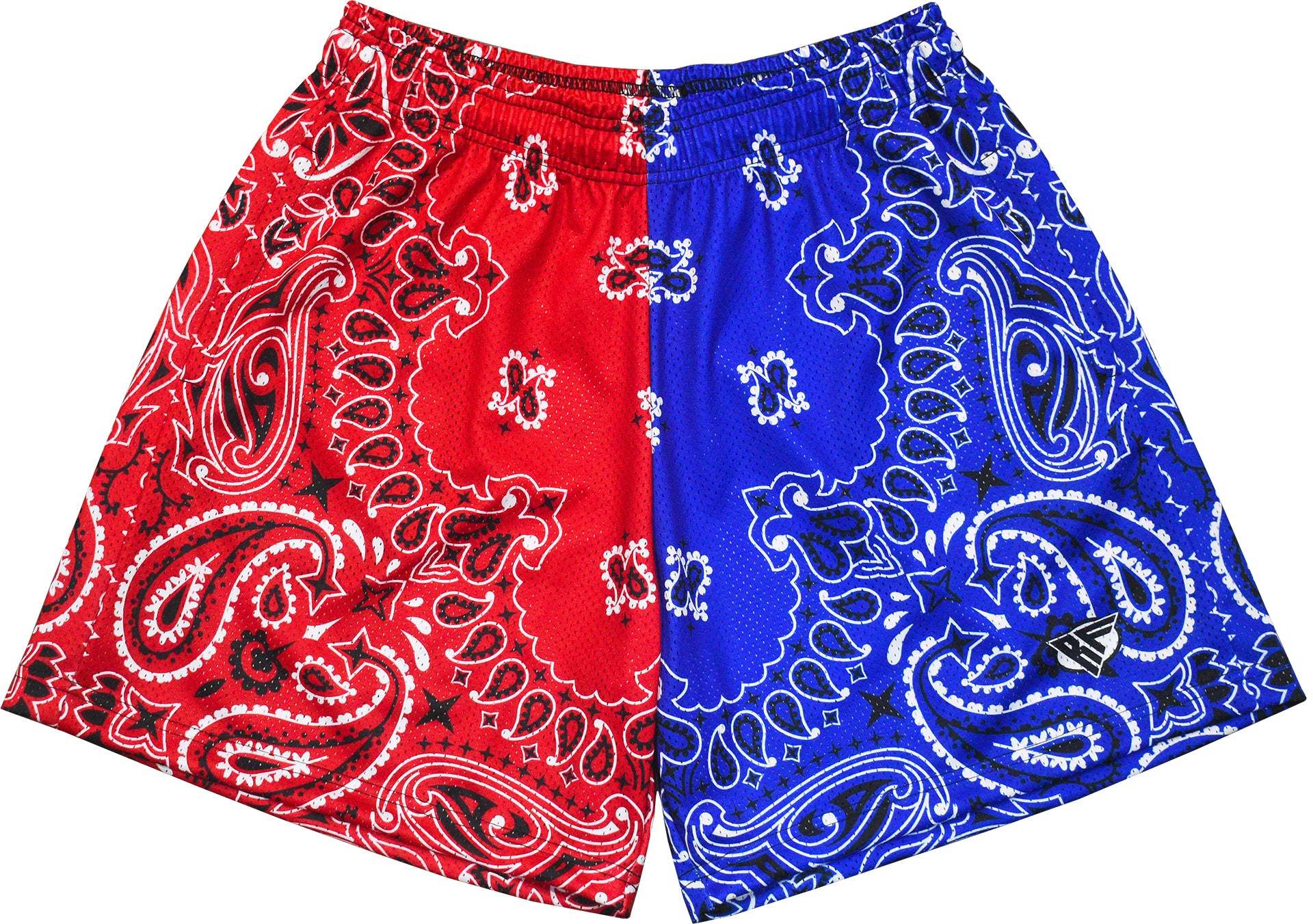 RF-Wear Men's Mesh Split Bandana Shorts - Red/Blue