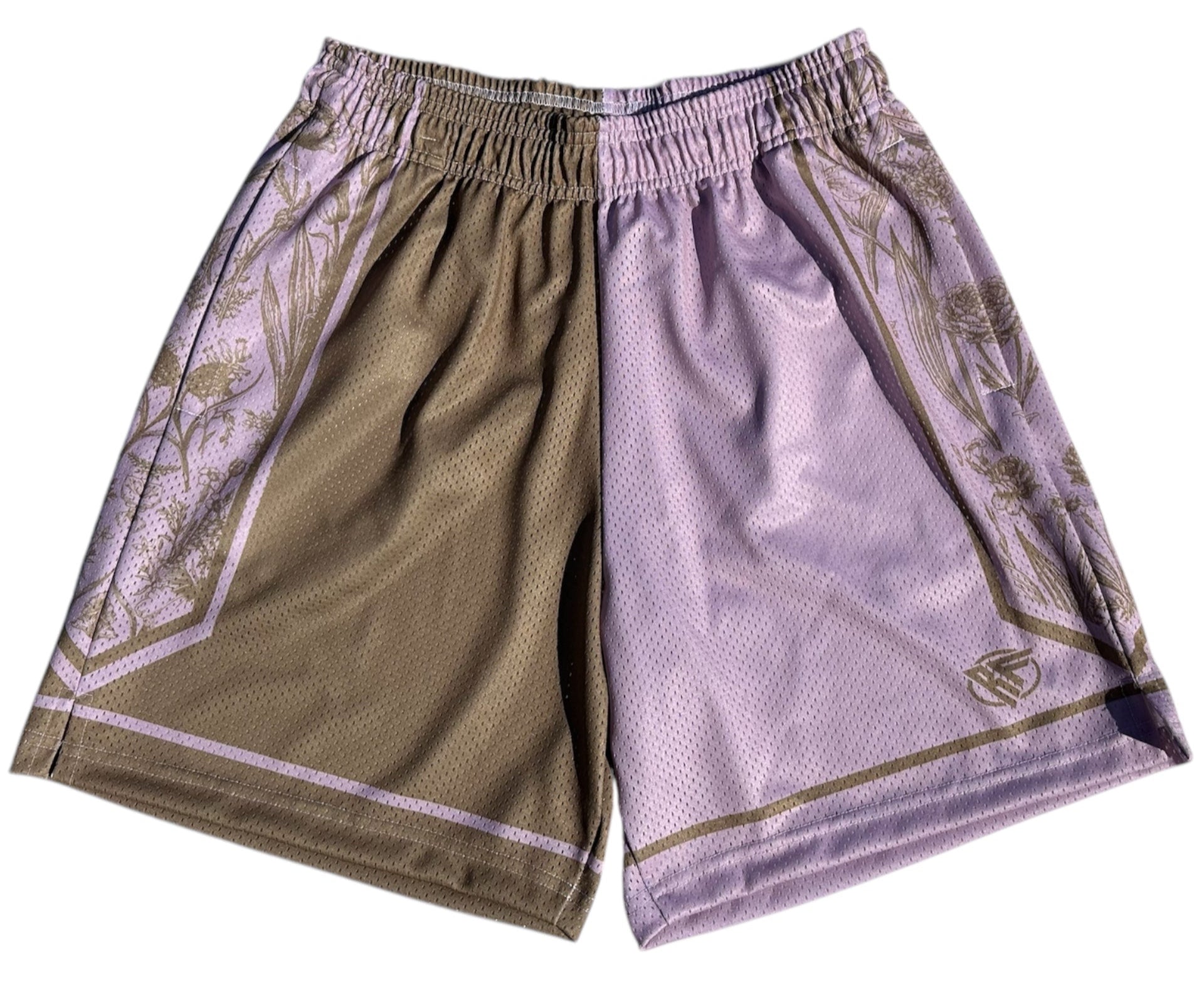 RF Men's Mesh Split Floral Porcelain on the Side Shorts - Pink-Lilac/Incense
