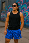 RF Wear Men's Mesh Tiger Camo Shorts - Blue - Model Front View