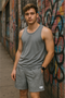 RF Wear Men's Mesh Topography Shorts - Grey - Model Front View
