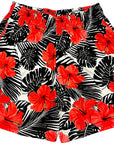 RF-Wear Men's Mesh Tropical Flower shorts - Coral on Black/White