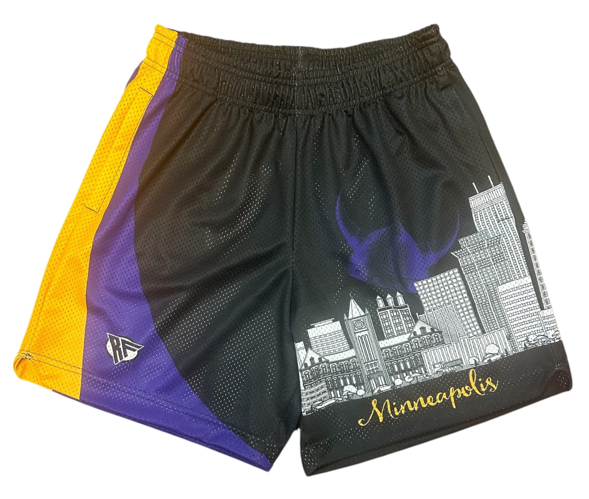 RF Men&#39;s Mesh Minneapolis Cityscape Shorts -  Black/Purple