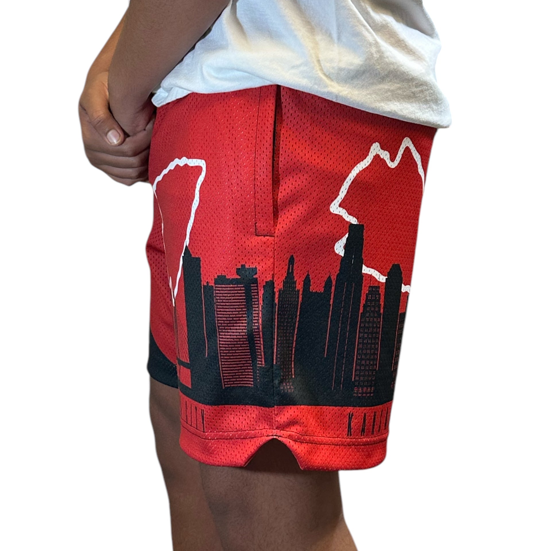 RF Men&#39;s Mesh Kansas City Cityscape Shorts -  Black/Red