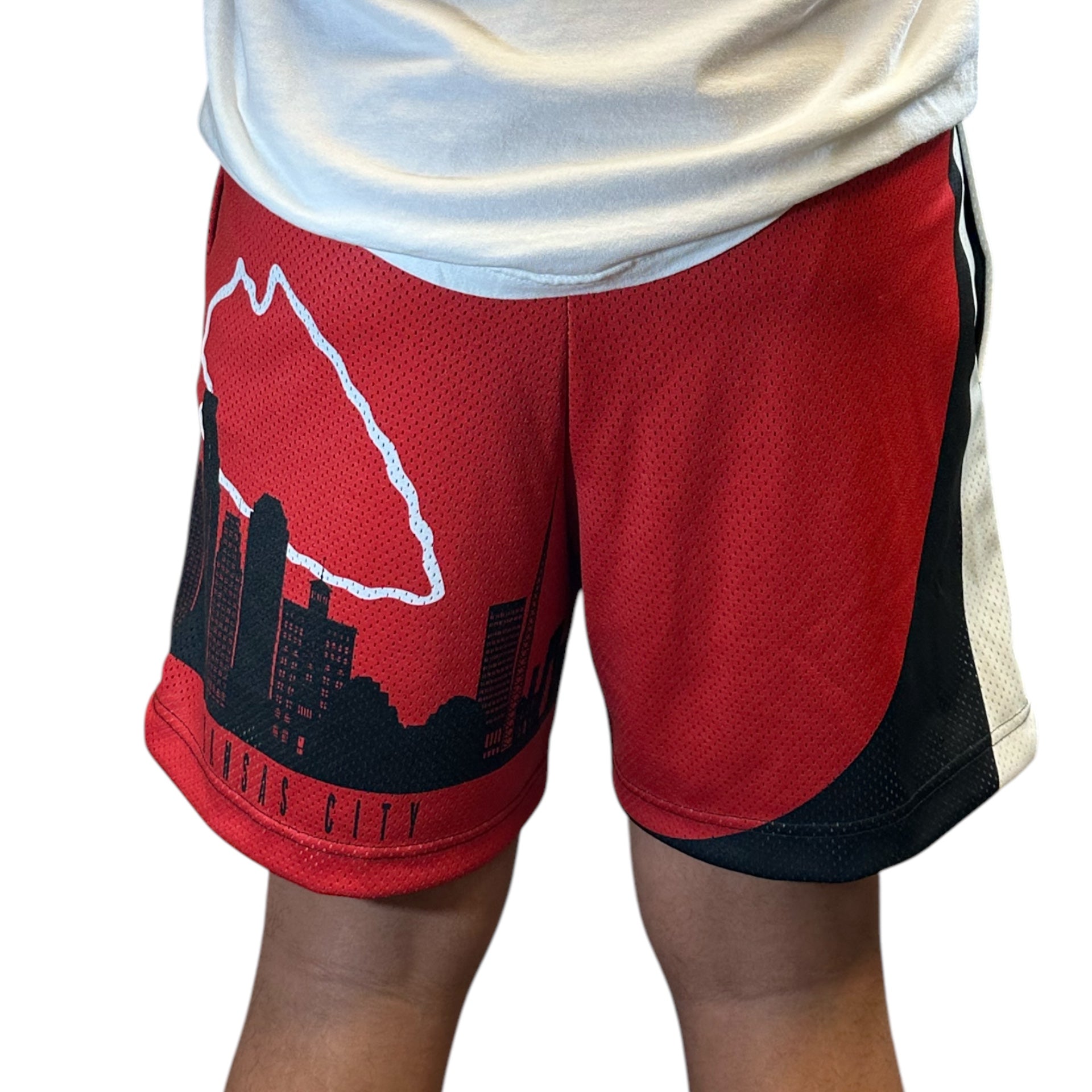 RF Men&#39;s Mesh Kansas City Cityscape Shorts -  Black/Red