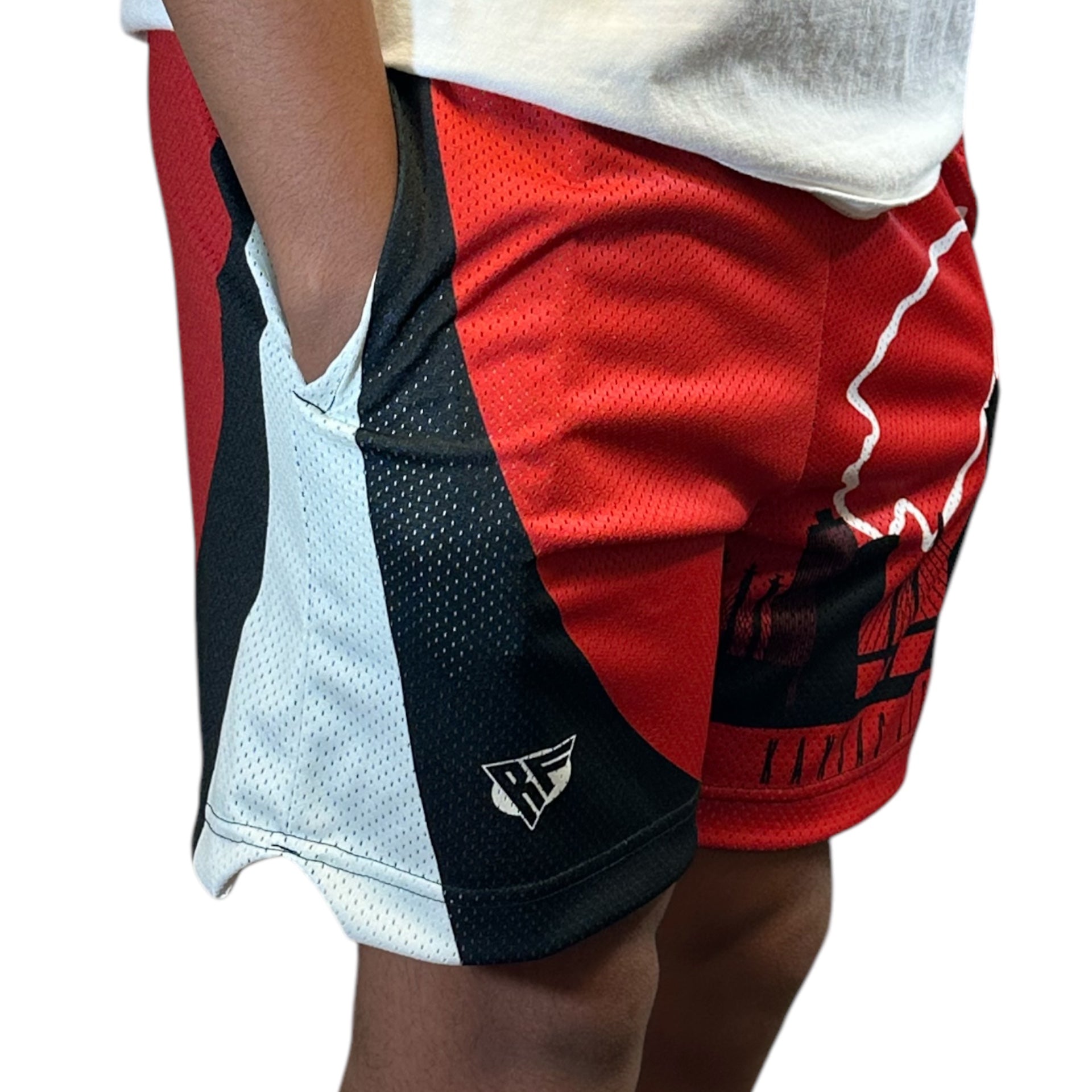 RF Men&#39;s Mesh Kansas City Cityscape Shorts -  Black/Red