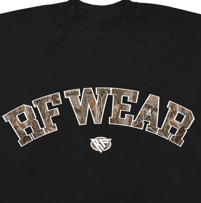 Close-up of RF-Wear Camo T-Shirt in Black
