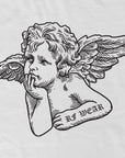 Close-up of RF-Wear Cherub T-Shirt in White