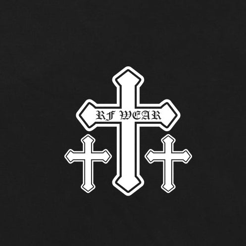 Close-up of RF-Wear Cross T-Shirt in Black