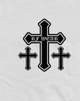 Close-up of RF-Wear Cross T-Shirt in White