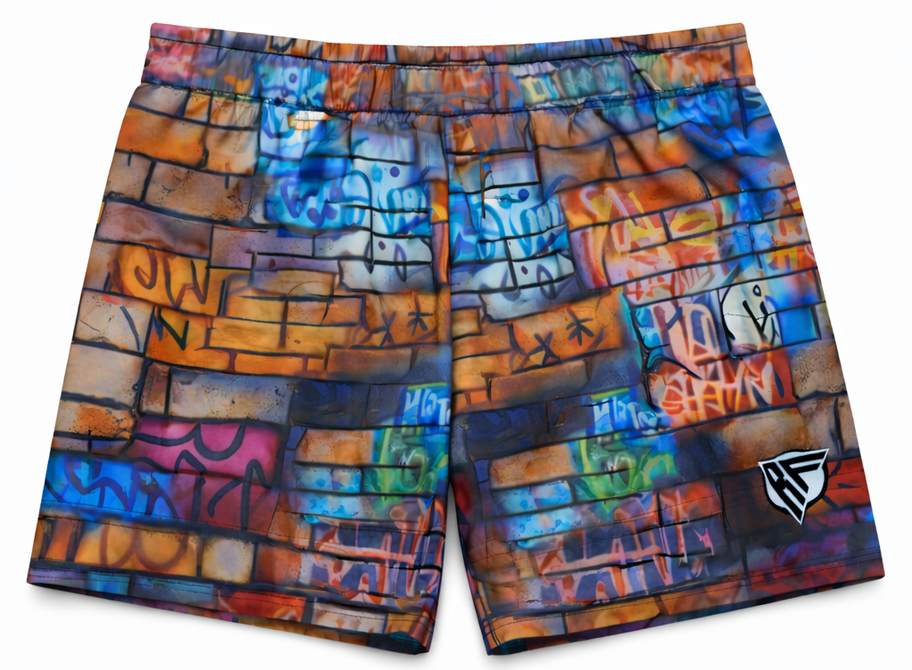 RF-Wear Men's Graffiti Wall Shorts in Multicolors