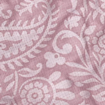 Close-up of RF-Wear Paisley Shorts in Mauve/White