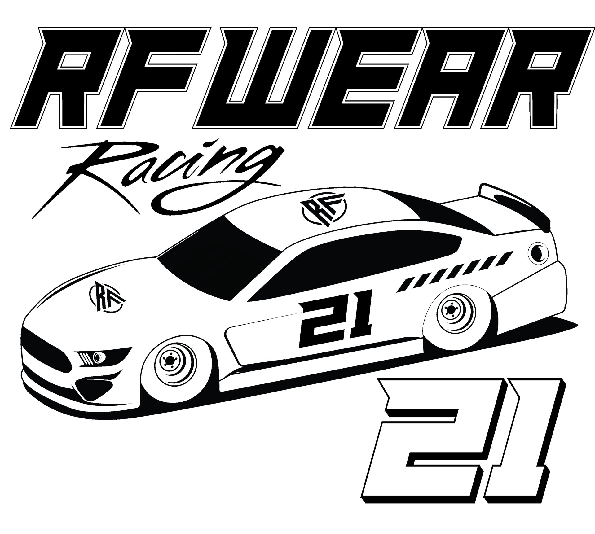 Close-up of RF-Wear Racing T-Shirt in White - Back