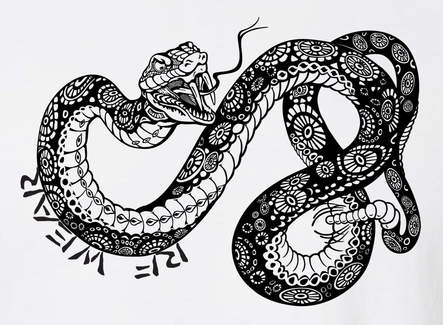 Close-up of RF Wear Snake T-Shirt in White