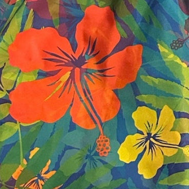 Close-up of RF-Wear Swim Trunks Hawaiian Watercolors