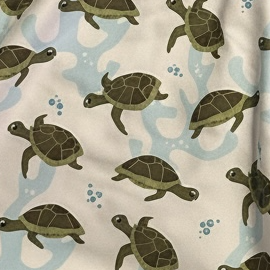 Close-up of RF-Wear Swim Trunks (Lined) Split Island Turtles