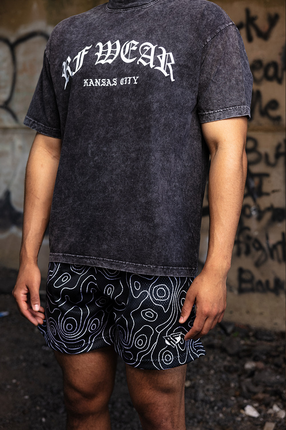 RF Wear Kansas City Mineral Wash T-Shirt - Carbon Black
