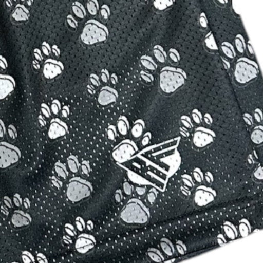 RF Wear Men's Mesh Animal Print Shorts  - Paw Prints - Black/Grey 