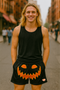 RF Wear Men's Mesh Jack-O-Lantern Face Shorts -  Black/Orange - Model Front View