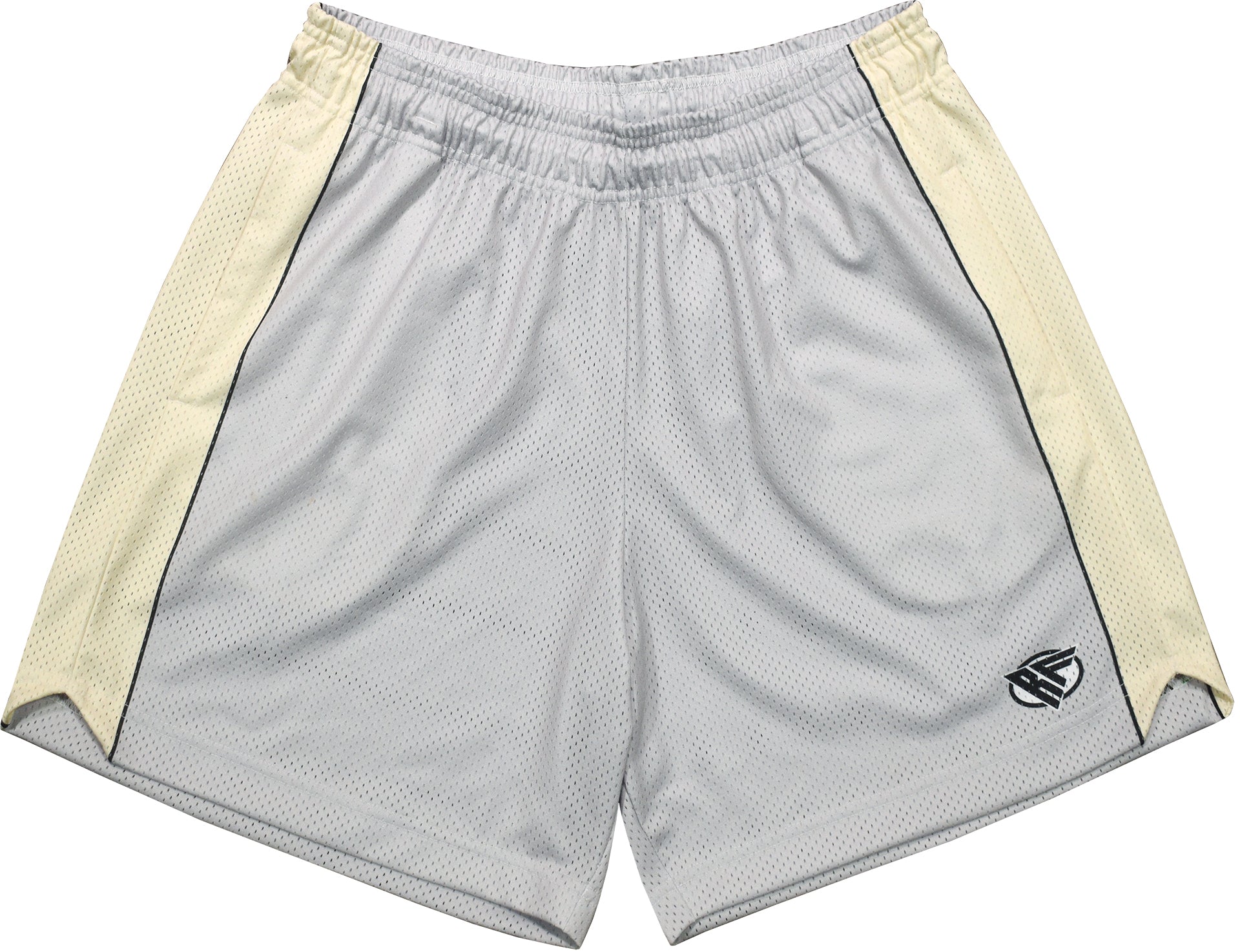 RF Wear Men's Mesh Cream Stripe V-Cut Shorts - Grey
