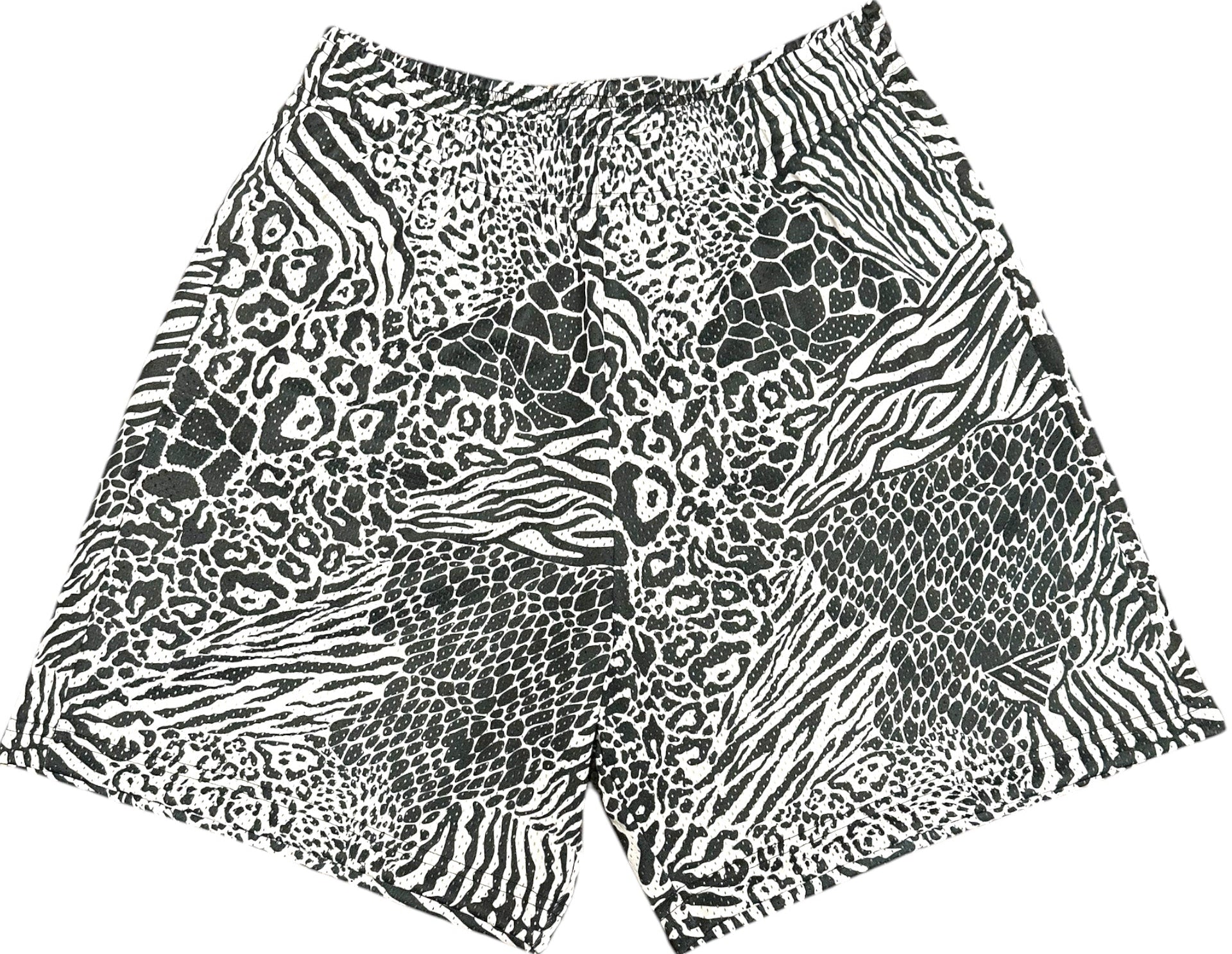 RF Wear Men's Mesh Animal Print Shorts  - Mash-up - Black/White 