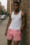RF Wear Men's Mesh Bandana Shorts - Pink/Red/Grey - Model Front View