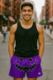 RF Wear Men's Mesh Jack-O-Lantern Shorts Purple/Black - Model Front View