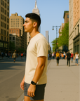 RF Wear Unisex Solid Color Short Sleeve T-Shirt - Ivory - Male Model Side View