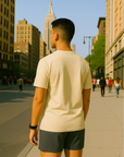 RF Wear Unisex Solid Color Short Sleeve T-Shirt - Ivory - Male Model Back View