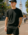RF Wear Unisex Solid Color Short Sleeve T-Shirt - Pepper - Male Model Front View