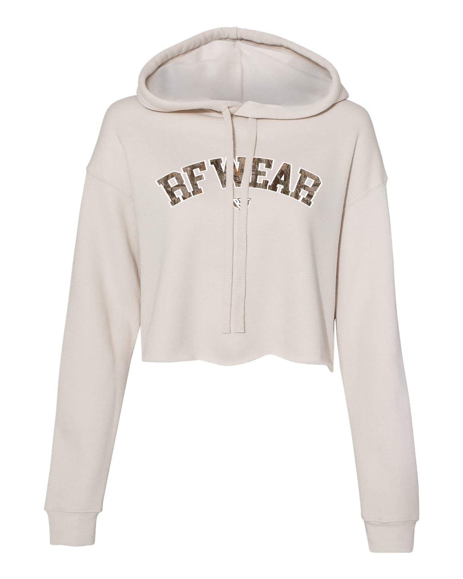 RF Wear Women's Cropped Fleece Lightweight Hoodie - Camo Cream