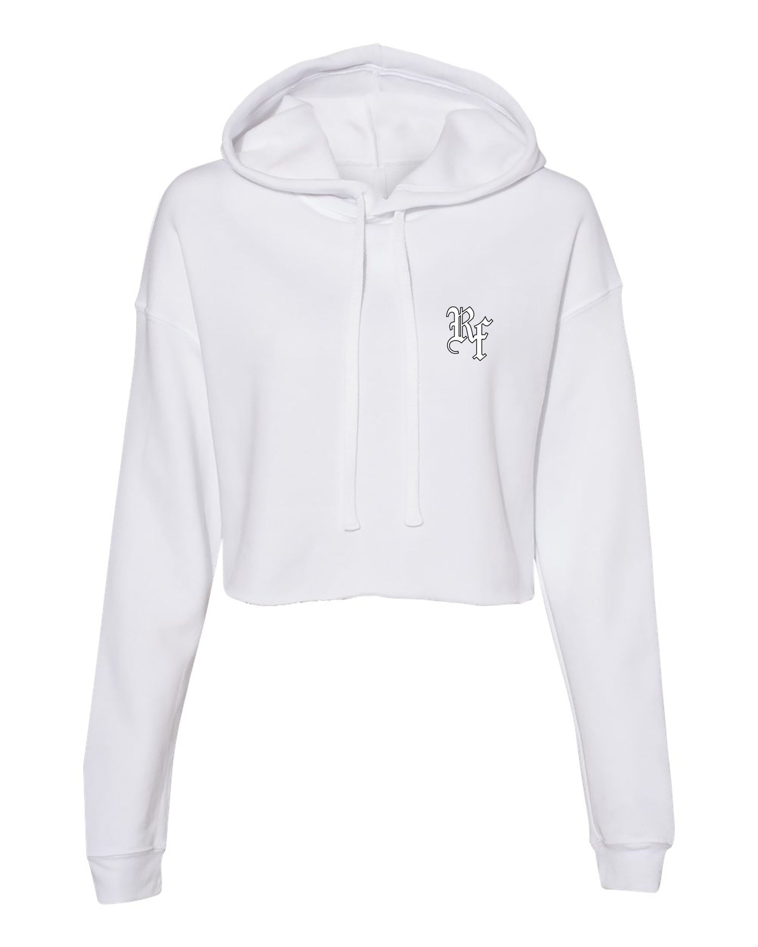 RF Wear Women's Cropped Fleece Lightweight Hoodie - White