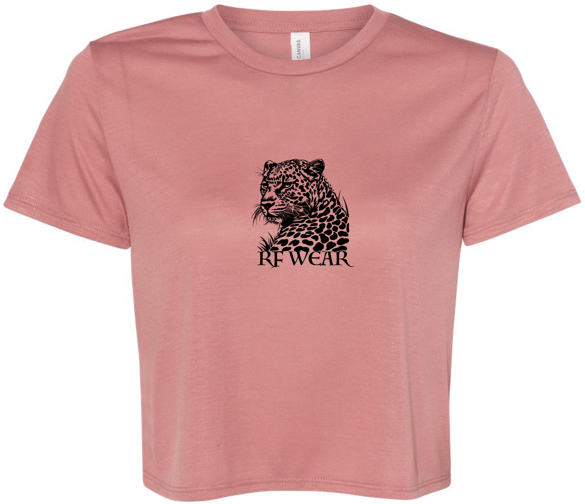 RF Wear Women's Cropped Flowy Leopard T-Shirt - Mauve