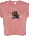 RF Wear Women's Cropped Flowy Leopard T-Shirt - Mauve